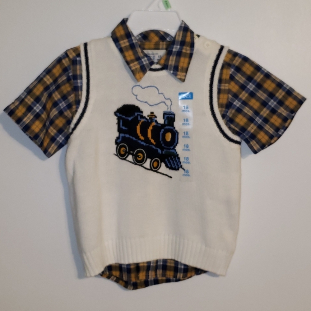 New 18 month boy dress shirt with sweater vest